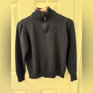 Tommy Hilfiger blue knit quarter zip sweater
